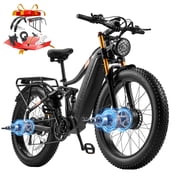 Dual Motors AWD 3000W Electric Bike for Adult 26'', UL2849 48V 30AH Removable Battery E-mountain bike 4.0 Fat Tire up to 35MPH&120Miles Long Range Off-road Ebike Beach Dual Hydraulic&Brakes E-Bicycle