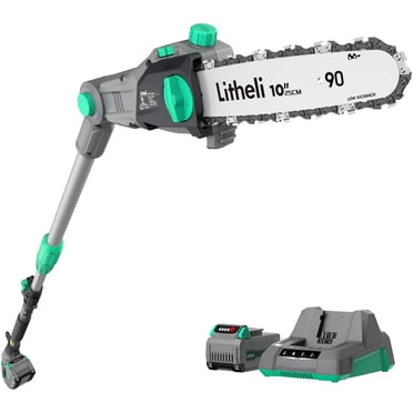 Litheli Scie à Perche Sans Fil, Scies à Perche 10 Pouces 40V pour l'Élimination des Arbres, Scie à Perche à Batterie avec Batterie 2,5ah et Chargeur