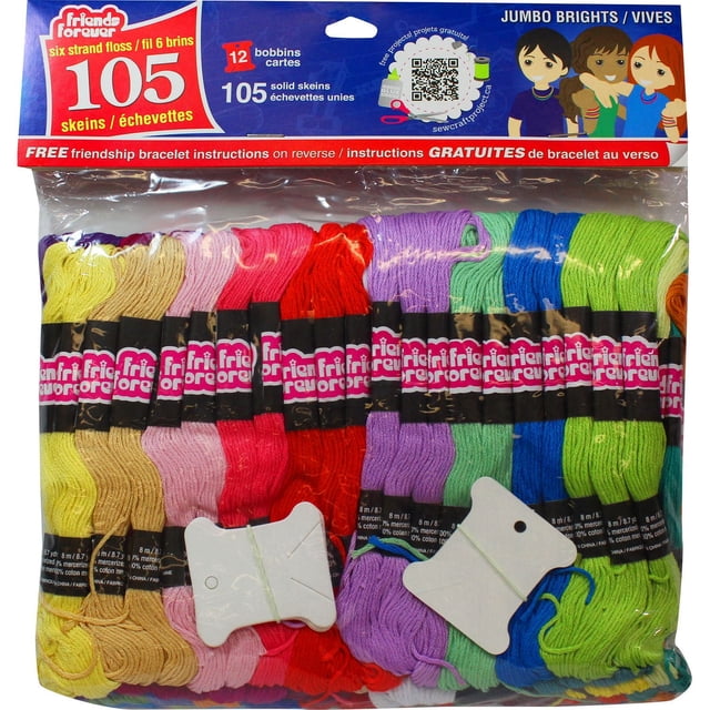 FRIENDS FOREVER Fluorescent fil à broder 105-Skein Pack, Solids