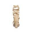 thumbnail image 3 of BLISSFUL STEP Sandales pour Femmes Couleur Unie Talons Blocs Moyens Sandales à Lacets Beige 9.5, 3 of 8