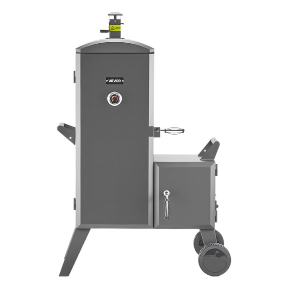 VEVOR Fumoir Déporté au Charbon, Fumoir Déporté en Acier Robuste pour Barbecue avec Foyer Latéral, Fumoirs de Barbecue d'Extérieur Mobiles avec 6 Grilles Ajustables, Thermomètre et Évents pour Cuisiner dans la Cour, le Patio et les Fêtes