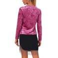 thumbnail image 3 of INSPIRE CHIC T-Shirts en Velours pour Femmes Col Rond Manches Longues Décontracté L Fuchsia, 3 of 6