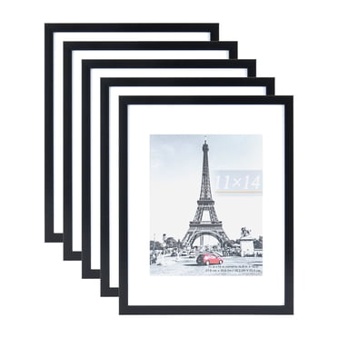 Scholartree 5-in-1 Contemporary Gallery Picture Frame Set, 11 x 14 Wall Picture Frames, Black