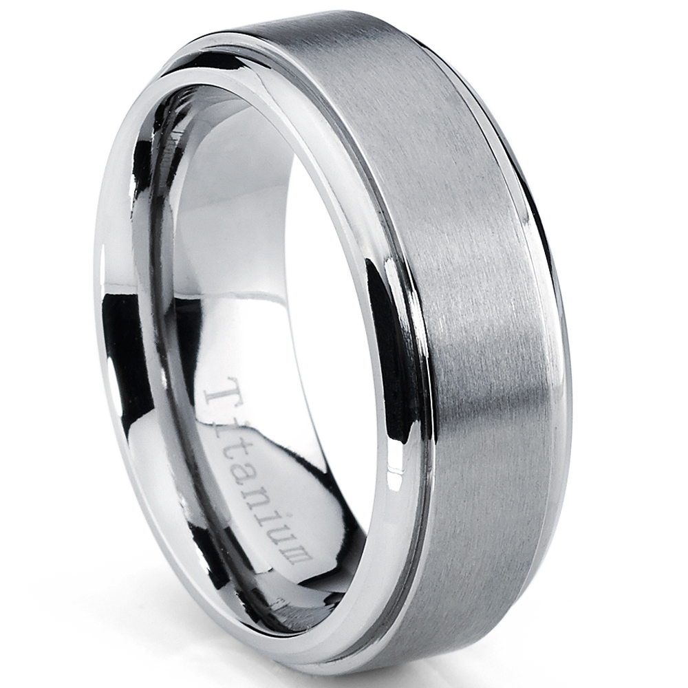 Bague Alliance pour Homme en Titane 8 mm à Fini Mat, Poli