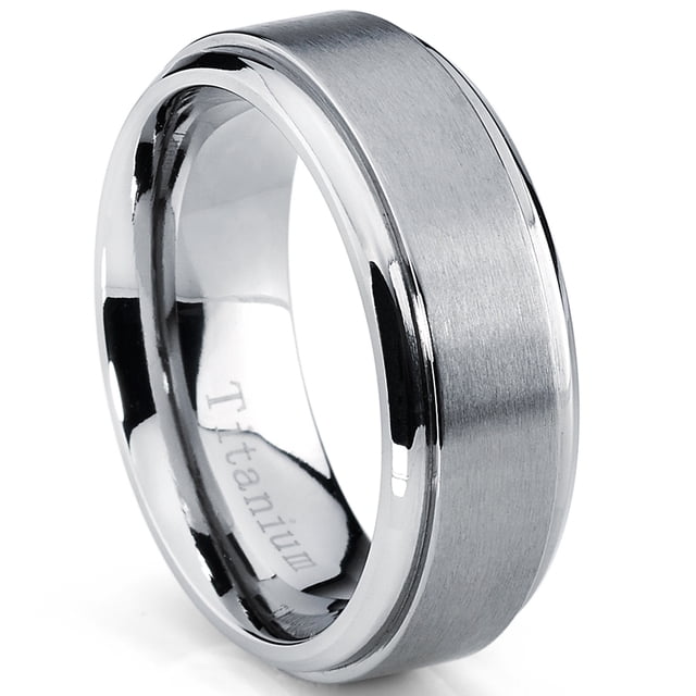 Bague Alliance pour Homme en Titane 8 mm à Fini Mat, Poli