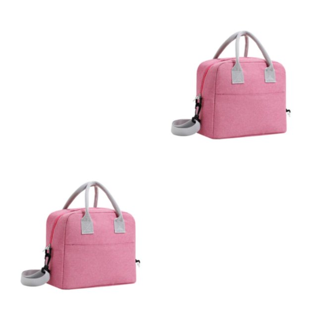 Transemion Fashionable Cooler Bags Stay Trendy While Keeping Food Cool And Fresh Polyester Portable With Should Strap rose red 2Set