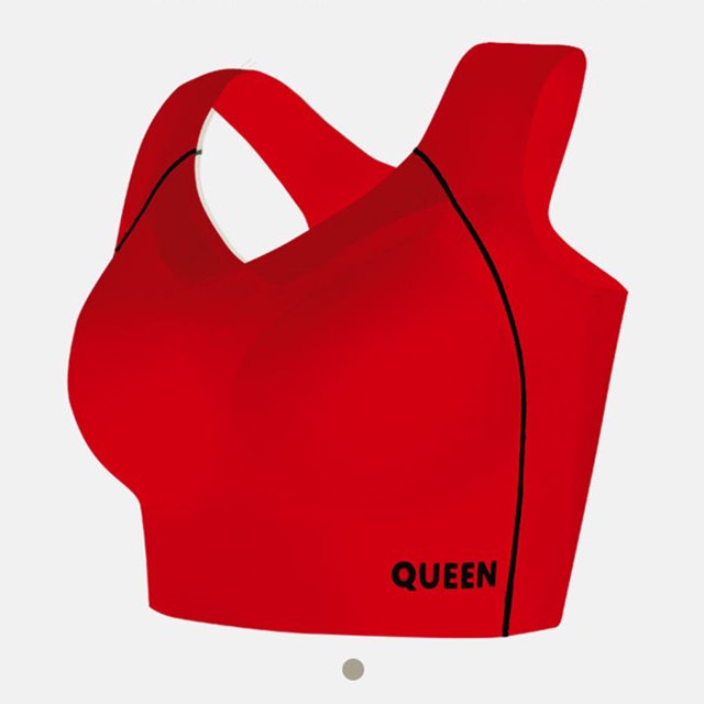 Wirefree Sports Bra for Plus Size Women, Full Coverage with Side Support & Back Smoothing Design, High Impact Support for Running, Gym & Yoga. Red 40