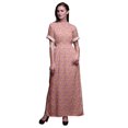 thumbnail image 1 of Bimba Robe Longue en Rayonne à Imprimé Lotus Floral, Taille Smockée, Fente Latérale, Robe pour Femme - Xxx-Grand, 1 of 6