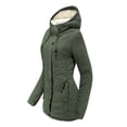thumbnail image 4 of Innerwin Coat Hooded Ladies Outwear Drawstring Long Sleeve Buttons Jacket Army Green 3XL, 4 of 6