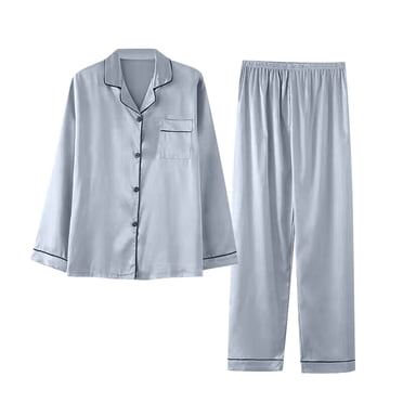 Weiqiqre Womens Satin Pajamas Set, 2 Pieces Silky Pjs Long Sleeve + Pants Sleepwear for Mom