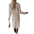 thumbnail image 3 of MAWCLOS Ladies Classic Solid Color Outwear Holiday Lapel Pea Coats Beige S, 3 of 3