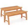 thumbnail image 1 of Gymax 2PCS 2-Person Patio Garden Dining Bench w/Contoured Slatted Seat 800 lbs Capacity, 1 of 9