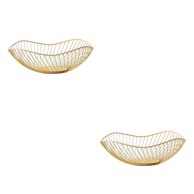 Redempat Metal Fruit Bowl Large Capacity Exquisite Appearance Sturdy And Durable Modern Style Fruit Basket gold Oblique small 2Set