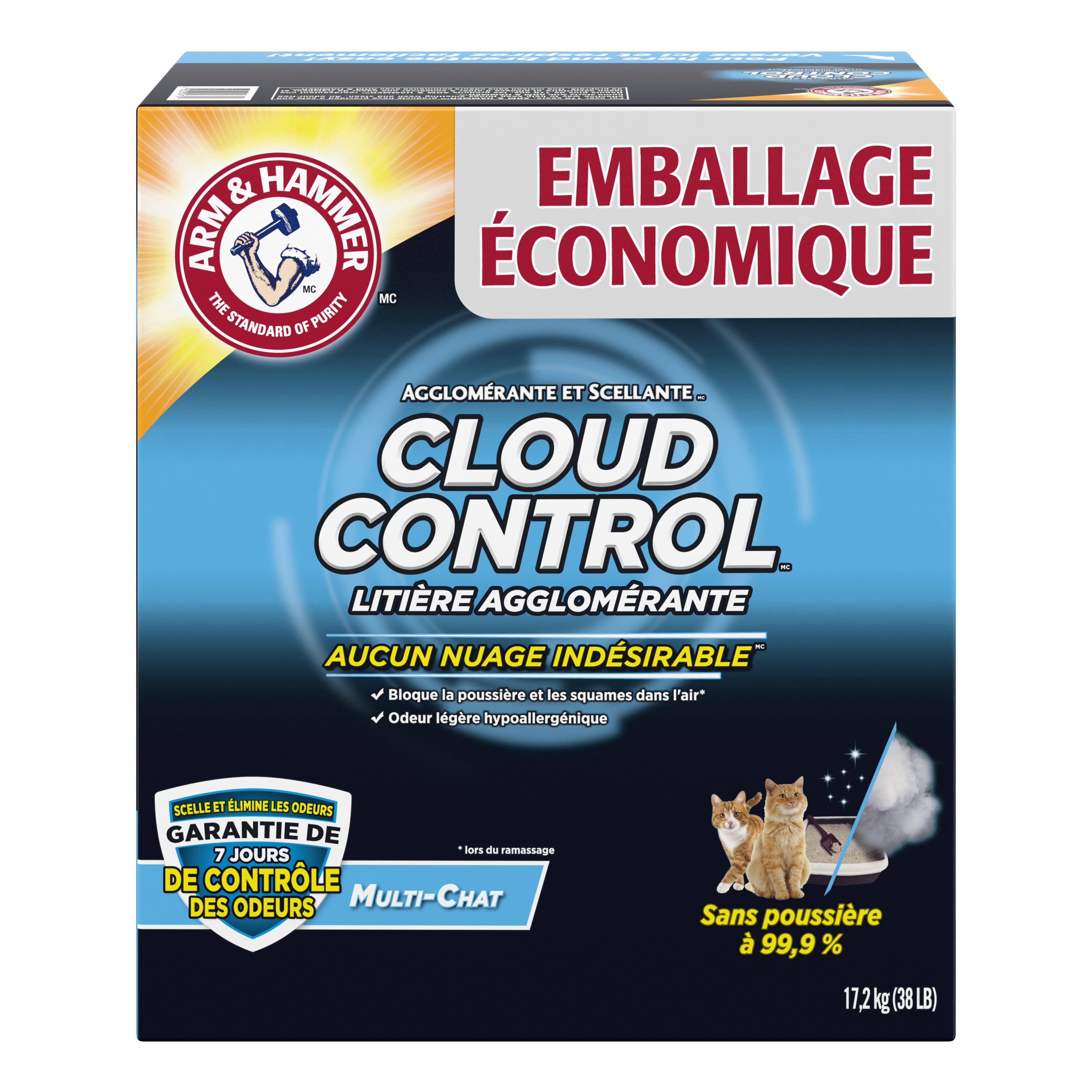 Arm & Hammer Cloud Control Breathe Easy Clumping Clay Cat Litter, 17.2 kg