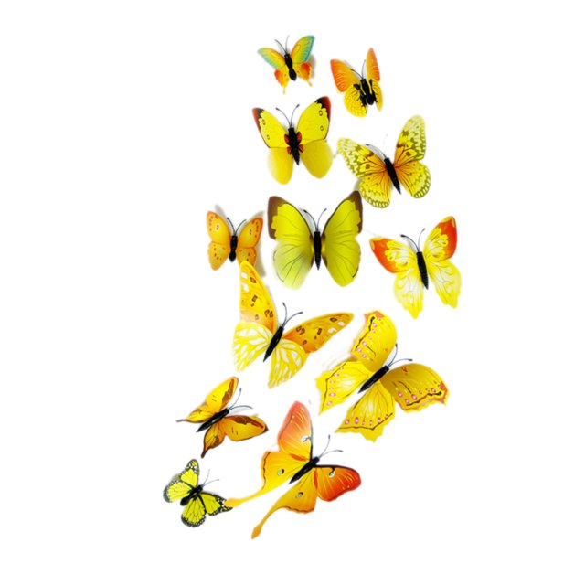 serony 12Pcs 3D DIY Wall Stickers PVC Kid Room Decal Home Decoration Decor yellow 1Set