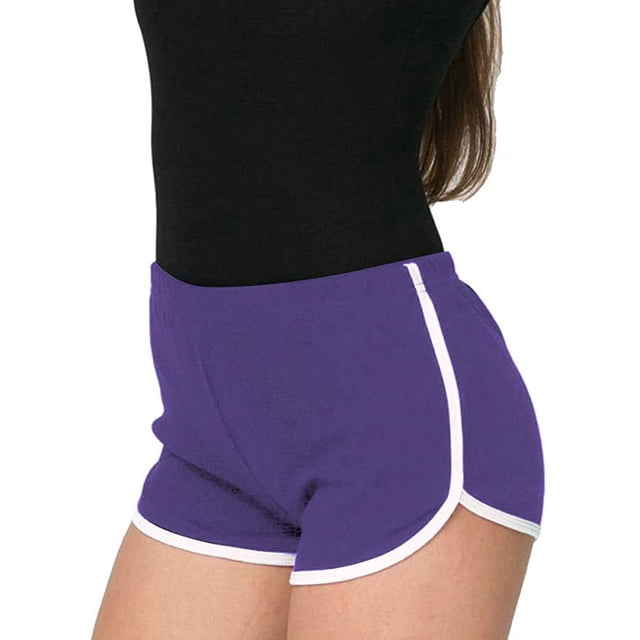 1 Pce Shorts de Sport pour Femmes Shorts Rétro Shorts de Yoga Actifs Pantalons avec Bords Colorés