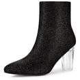 thumbnail image 1 of Unique Bargains Bottines à Paillettes à Talon Bloc Transparent pour Femmes, 1 of 6