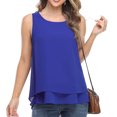 thumbnail image 2 of VEKDONE Chiffon Sleeveless Tank Tops for Women Summer Loose Fit Lightweight Breathable Tanks Solid Color Fake 2 Piece Plus Size Vests Blue 4X-Large, 2 of 8