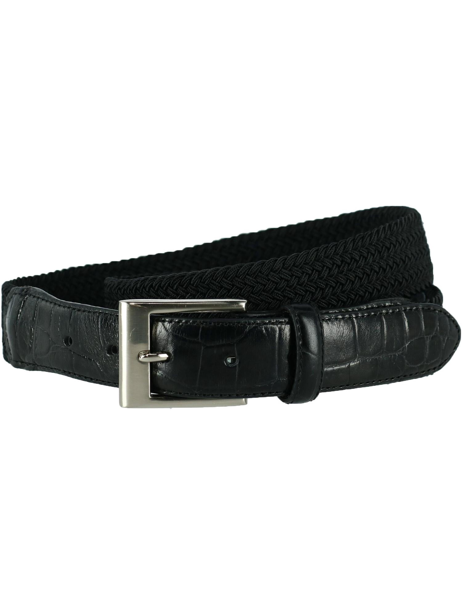 CTM®  Braided Elastic Stretch Belt with Croc Print End Tabs (Men's Big & Tall)