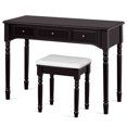 thumbnail image 2 of Patiojoy 7 Drawers Tri-Folding Vanity Mirror Makeup Dressing Table Set w/ Necklace Hook Coffee, 2 of 10