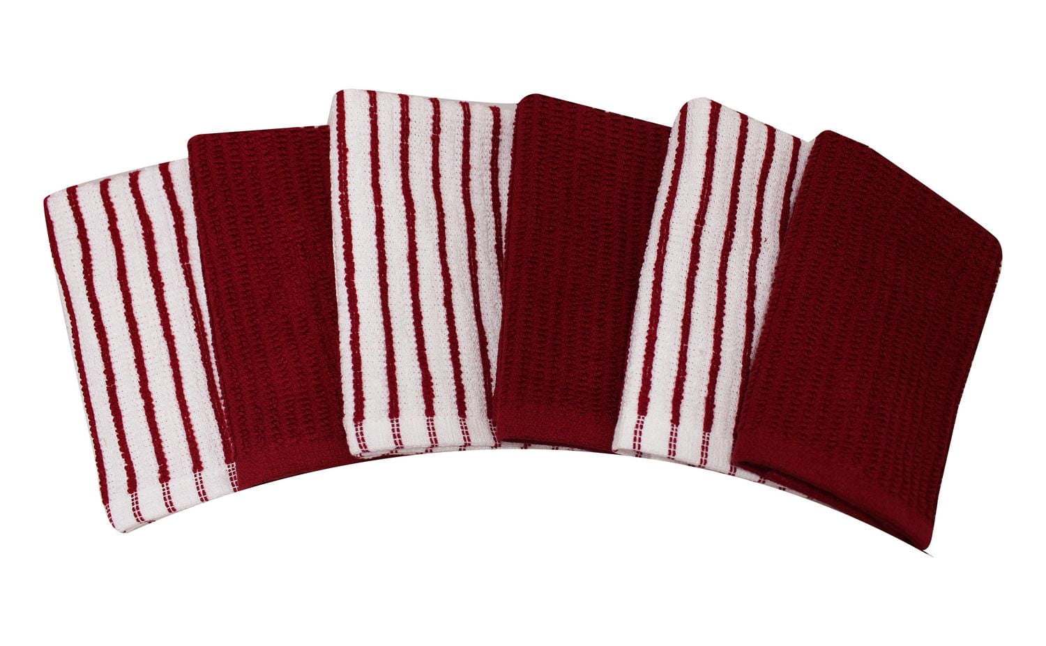 Lot de 6 torchons à vaisselle Hometrends Bar Mop, 100 % coton, rouges
