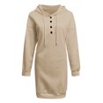 thumbnail image 3 of Robes pour Femmes Décontractées à Capuche Manches Longues Chandail en Molleton Boutonné Robe d'Été Beige m, 3 of 4