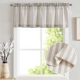 thumbnail image 2 of Valance Curtain Linen Textured Striped Window Curtain for Living Room Light Filtering Ticking Stripe Farmhouse Valance for Kitchen Rod Pocket 1 Panel 16 Inch Taupe Grey on Beige 1 Panel, 2 of 8