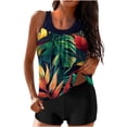 thumbnail image 2 of UPPADA Tankini Maillots de Bain pour Femmes Modestes Maillots de Bain Grande Taille Deux Pièces Tankini Maillot de Bain avec Soutien-Gorge Col Ras du Cou Haut à Motif Floral et Short Garçon 2 Pcs Maillots de Bain Confortables pour Vacances Économies Bleu,TG, 2 of 6