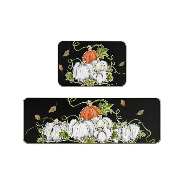 Rbaofujie 2 Pcs Kitchen Rugs and Mats for Floor Non-Slip Backing Mat Kitchen Decor Kitchen Rug Decor 16x24in+16x48in Halloween Decorations