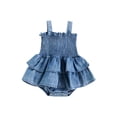 thumbnail image 1 of Gupgi Baby Girls Summer Denim Rompers Infant Girls Casual Sleeveless Strap Elastic Layered Romper Jumpsuits Dress, 1 of 8
