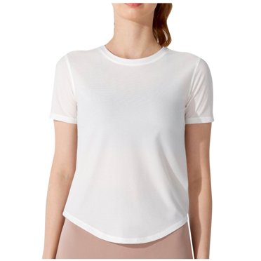 Dealovy Womens Workout Tops Short Sleeve Activewear Athletic Shirts Yoga Gym Crewneck Quick Dry T Shirts