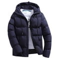 thumbnail image 1 of Kcodviy Manteau le Plus Chaud pour Homme Automne et Hiver Uni à Fermeture Éclair à Capuche Ample Long Manteau en Duvet pour Homme Manteau d'Extérieur Haut Chemisier, 1 of 3