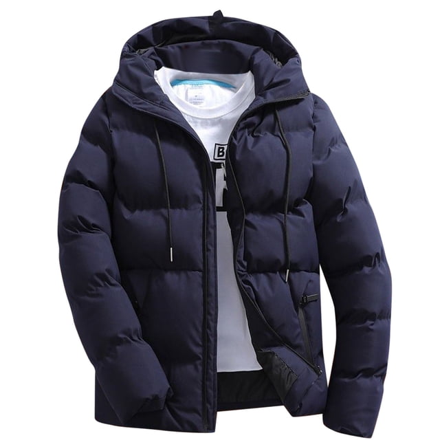 Kcodviy Manteau le Plus Chaud pour Homme Automne et Hiver Uni à Fermeture Éclair à Capuche Ample Long Manteau en Duvet pour Homme Manteau d'Extérieur Haut Chemisier
