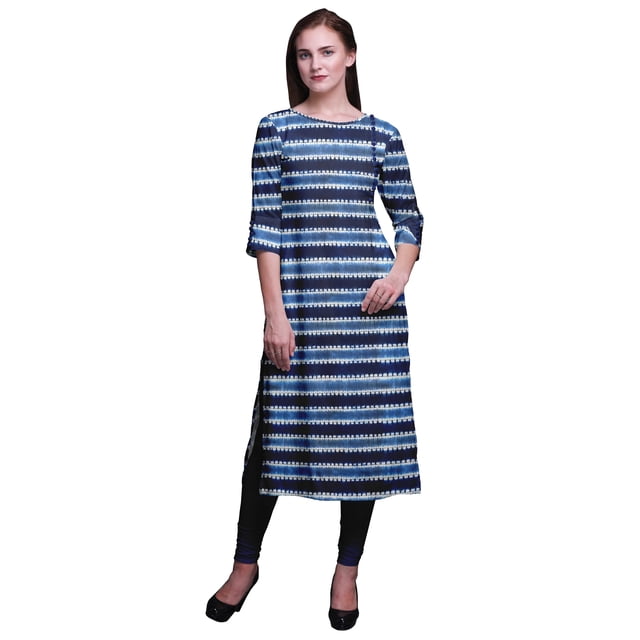 Bimba Kurtis Droits Imprimés pour Femmes Kurta à Manches 3/4 Tunique d'Été Robe