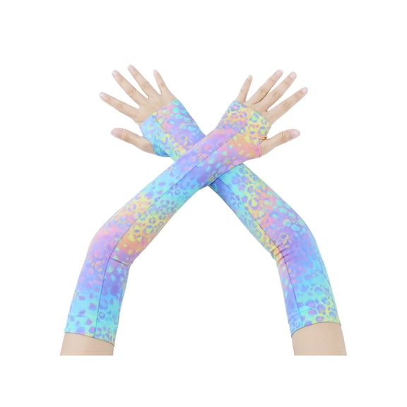 INSPIRE CHIC Sun Protection Long Arm Sleeves for Women Men, Leopard Print with Thumb Hole,  Cooling Sports for Cycling Running Multicolor