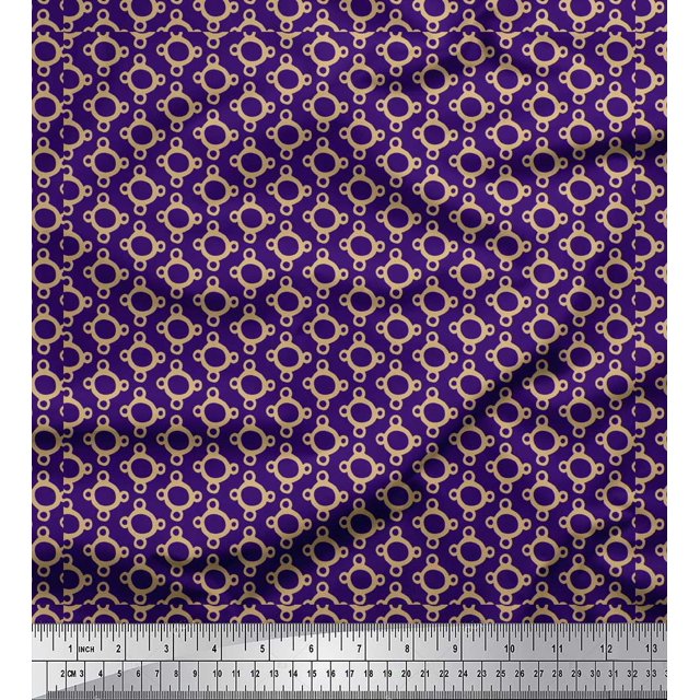 Soimoi Tissu en Velours Violet Imprimé Géométrique Rond au Mètre 58 Pouces de Large