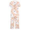 thumbnail image 3 of Jamicy Pyjama pour Femmes Pyjama pour Femmes à la Mode Décontracté Ample Imprimé Col Rond à Boutons Pantacourt Ensemble de Pyjama Pyjama d'Halloween, 3 of 4