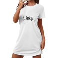 thumbnail image 1 of Rbaofujie Pyjama pour Femmes Ensemble Chemise de Nuit Courte Surdimensionnée pour Femmes Imprimée à Col Rond et Manches Courtes Robe Chemises de Nuit pour Femmes, 1 of 6