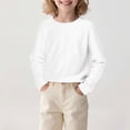 thumbnail image 1 of Kids' Solid Color Long Sleeve Round Neck Top - Comfortable Polyester Spandex Blend for Daily Wear, Travel, and Parties, 1 of 7