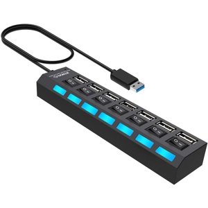 Ports multiples USB Fendeur 7 Port USB 2.0 Hub USB Un centre de données de port avec interrupteur indépendant et LED Indicateurs