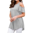 thumbnail image 1 of Off the Shoulder Shirts for Women Summer Short Sleeve Solid Color Tank Top Ladies Plus Size Beach Flowy Tees Blouse (3X-Large, GrayA1), 1 of 5
