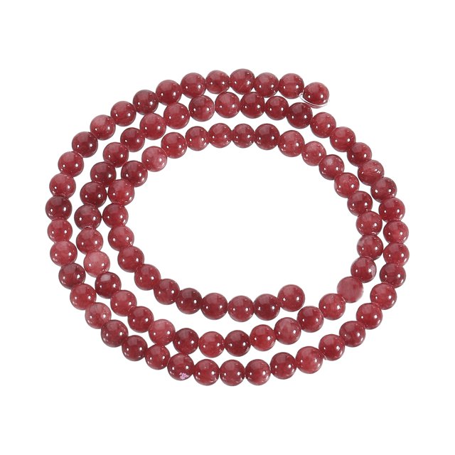 Unique Bargains 93 Pcs Perles en Pierre Naturelle 4 mm Perles Rondes en Pierre Précieuse pour Bricolage Bracelet Collier Fabrication de Bijoux Rouge Foncé