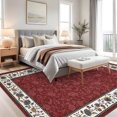 thumbnail image 4 of Garvee 8x10 Modern Bordered Area Rugs Floral Print Rug, Ultra-Soft Low Pile Non Slip Carpet Washable Stain Resistant Rug for Living Room Bedroom Home Office, Red, 4 of 8