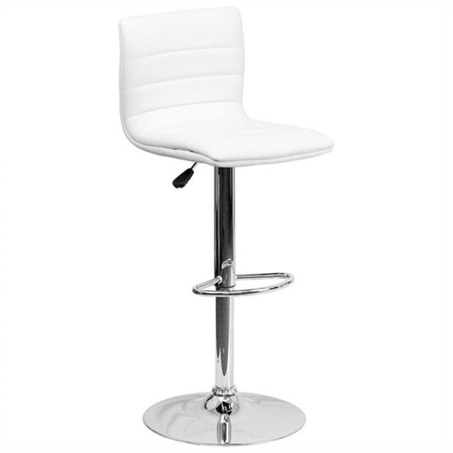Bowery Hill Tabouret de Bar Rayé de 25 Pouces à 33 Pouces en Blanc avec Base Chromée