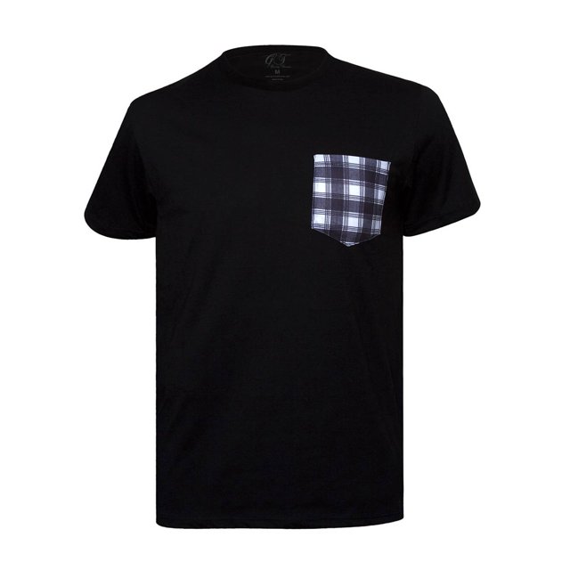 Gravity Threads T-Shirt à Col Rond pour Homme avec Poche Fabriqué aux É.-U., à Carreaux 2TG