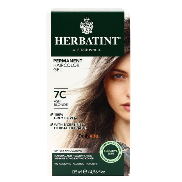 Herbatint 7C Ash Blonde Permanent Herbal Hair Color Gel 4.5 fl. oz. 218250