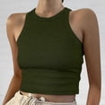 thumbnail image 2 of Hauts Courts Unis Débardeur pour Femme Couleur Sans Manches Col Rond Blouse pour Femme, 2 of 5