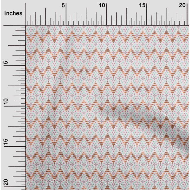 oneOone Cotton Poplin Fabric Chevron|Triangle & Square Geometric Print Fabric By The Yard 56 Inch Wide