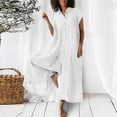 thumbnail image 2 of Combinaison Chemise en Coton pour Femmes, Couleur Unie, Décontractée, à Manches Courtes, Longueur Moyenne, 2 of 5