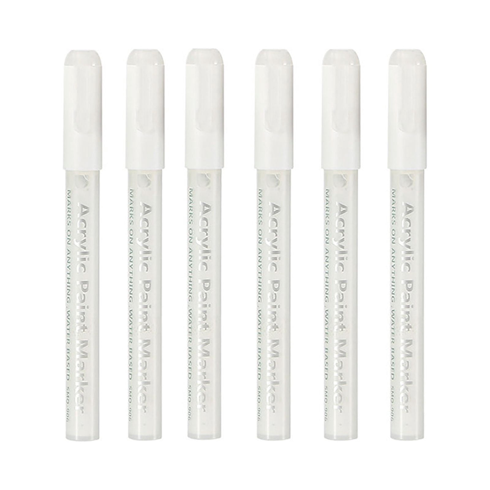 6pc Pack White Acrylic Marker Pen Set, Water-based Paint Pen, Hand Ledger, Graffiti Pen, Acrylic Paint Marker Pen 5ml